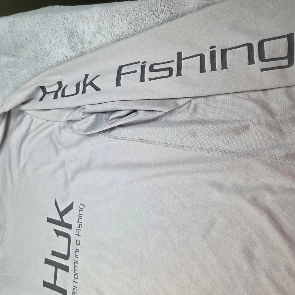 Huk Performance Fishing Shirt Mens XXXL Long Sleeve Graphic Logo Tee Grey XXXL